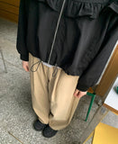 Fuyu Frill String Crop Wind Jumper