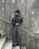 Leaven Off Slit Ribbon Crop Knit
