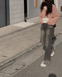 Hawk Washing Bootcut Slit Denim Pants
