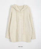 Fman Boucle Half-Open Wool Hood Knit - Wool 50