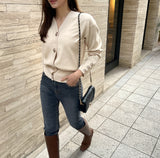 Selling Gold V-neck Knit Cardigan