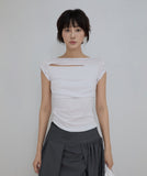 Asymmetrical Draped Roll-Up T-Shirt