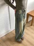 Acre String Washing Wide Denim Pants