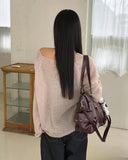 Tommy Stud Zipper Leather Shoulder Bag