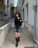 Dinto Muffler Unbalance Cardigan Set
