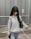 Joying Shoulder Slit Sweatshirt
