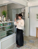 Dokoi Black Blue Damage Balloon Wide Denim Pants