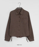 Heildi Ribbon Shirring Check Crop Shirt