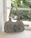 Chaper Rivet Buckle Leather Shoulder Bag