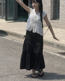 Vito Tiered Long Banding Skirt