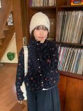 Etohi Flower Button Crop Fleece Jacket