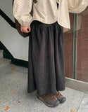 Enno Belt Corduroy Banding Long Skirt