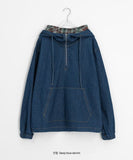 Torain Check Denim Hood Anorak Sweatshirt