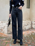 Press Cotton Wide Banding Denim Pants