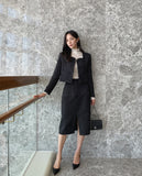 Coner Square Neck Tweed Jacket