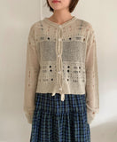 Tumilo Summer Openwork Punching Knit Cardigan