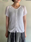 Hitu Summer Openwork Knit Short Sleeve Cardigan