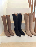 Sanded Suede Western Long Boots (5cm)