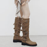 micello buckle long boots