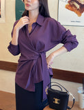 Demore Wrap Collar Shirt Blouse