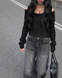 Angie off-shoulder cable knit