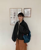 Acop stripe collar zip-up cardigan