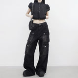 Amua Crop String Half Zip-Up