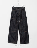 Finny Painter Stitched Rivet Brushed Denim Pants