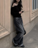 D’lzu One Shoulder Off Ribbon Boucle Knit