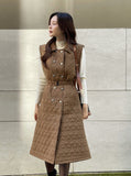 Erne Quilting Collar Lightweight Padding Vest One Piece (Belt Set)