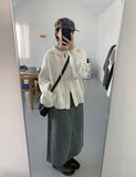Kiomi slit cotton long skirt