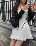 Husi Lace Ribbon Bustier One Piece
