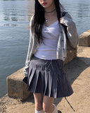 Catty strap pleats mini skirt