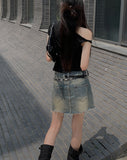 Fuse Ribbon Strap Off Shoulder T-Shirt