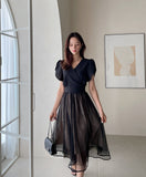 S/S Acid Puff Flare Sha One Piece