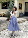 Dite Check Color Matching Banding Flare Skirt