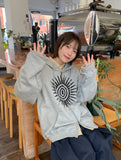 Hobeni Sun Printing Over Two Way Hood Zip-Up