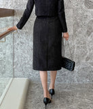 Coner Tweed Split Skirt