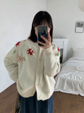Gella flower embroidery knit cardigan
