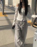 Boarding Grey Wide Denim Pants