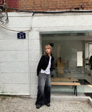 Yorkin gradient stitch wide denim pants