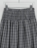 Hinon Check Shirring Banding Long Skirt