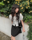 Anne Ribbon Puff Short Sleeve Blouse
