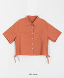 Glit Shirring Ribbon Crop Shirt