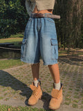 Ain Cutting Cargo Bermuda Denim Pants