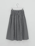 Hinon Check Shirring Banding Long Skirt