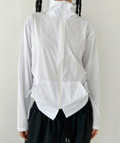 LOUD SHIRRING ZIP-UP