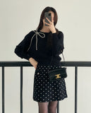 Lores Cubic Ribbon Boat Neck Knit