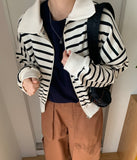 Acop stripe collar zip-up cardigan