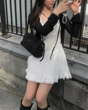Husi Lace Ribbon Bustier One Piece